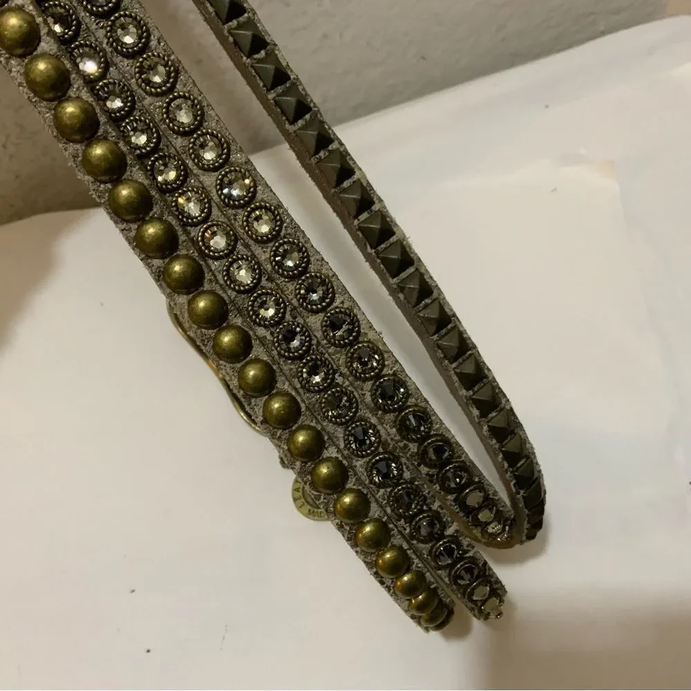LeatherRock Stone and studded leather belt size M